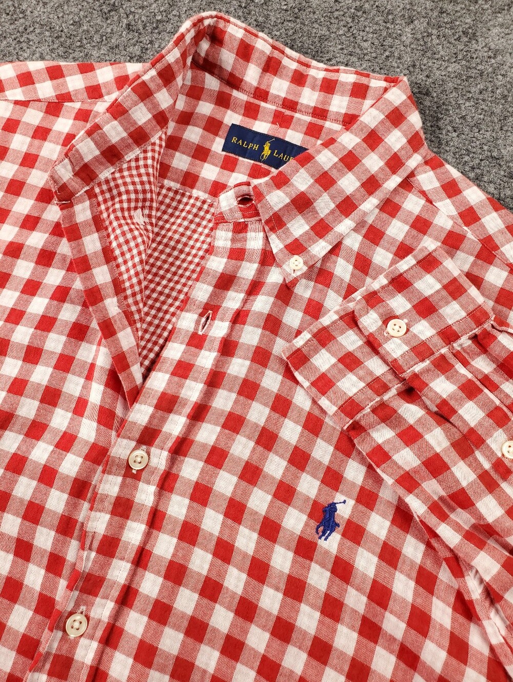 Ralph Lauren Double Faced Shirt Large Gingham Check Button Down Picnic Plaid